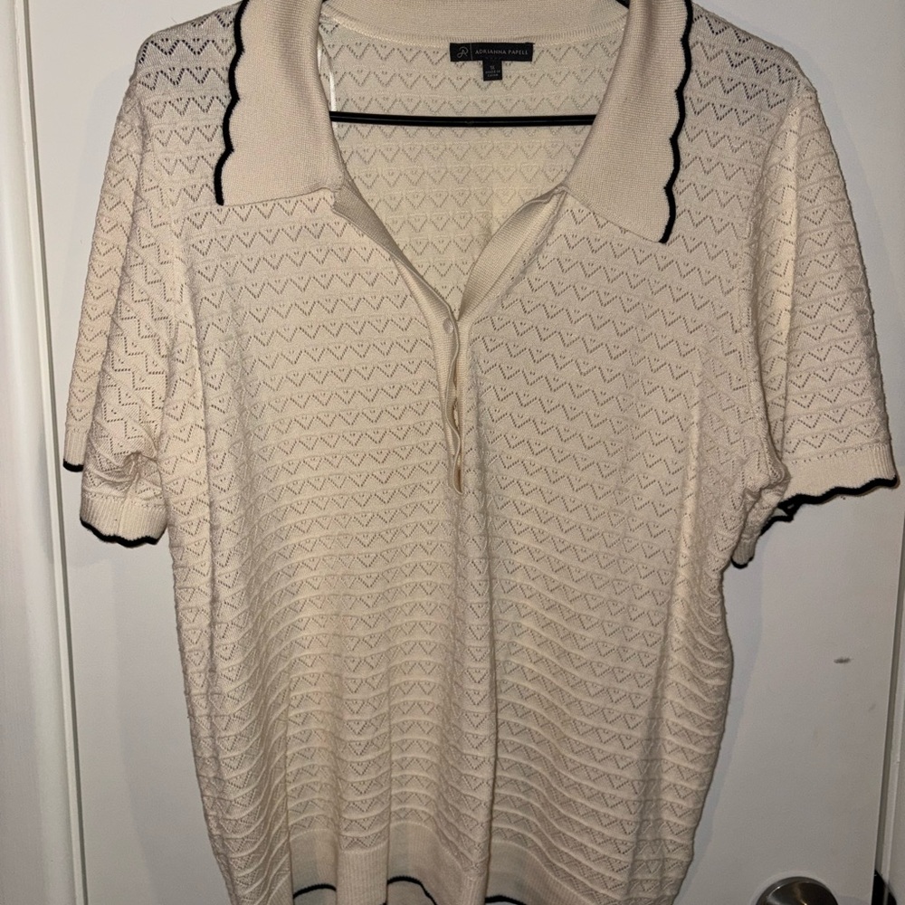 Adrianna Papell Cream Textured Knit Top